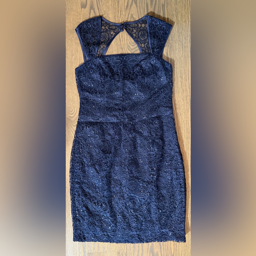 Adrianna Papell Midnight Blue lace cocktail  Dress